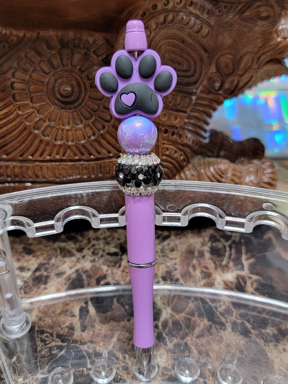 Purple Paw Bead Charm Pen - Women Accessories